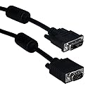 QVS 100ft VGA HD15 Male to DVI Male Flat Panel Video Adapter Cable