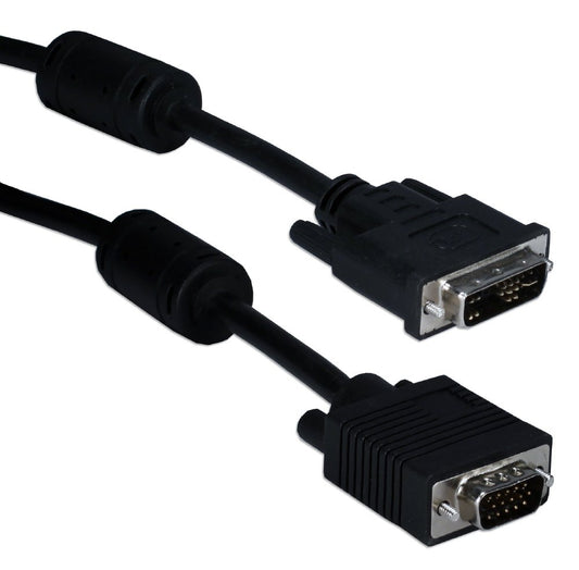 QVS 100ft VGA HD15 Male to DVI Male Flat Panel Video Adapter Cable