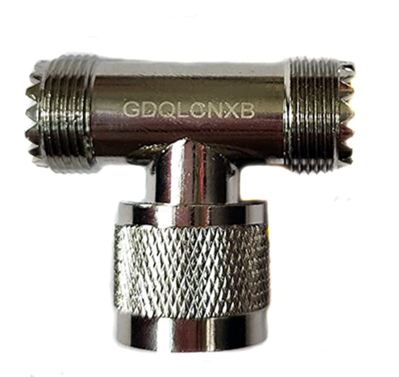 UHF Male to UHF Female Tee Connectors, GDQLCNXB PL259 Tee Connector pl259 Coaxial Cable Adapters SO239 Splitter for Ham Radio CB Antenna 1Pack