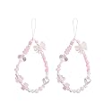 GANPUB 2Pcs Pink Acrylic Beaded Mobile Phone Straps Anti-Lost Hand Strap Pendant Hanging Rope Phone Wrist Hand Lanyard Home Cell Phone Charms Button