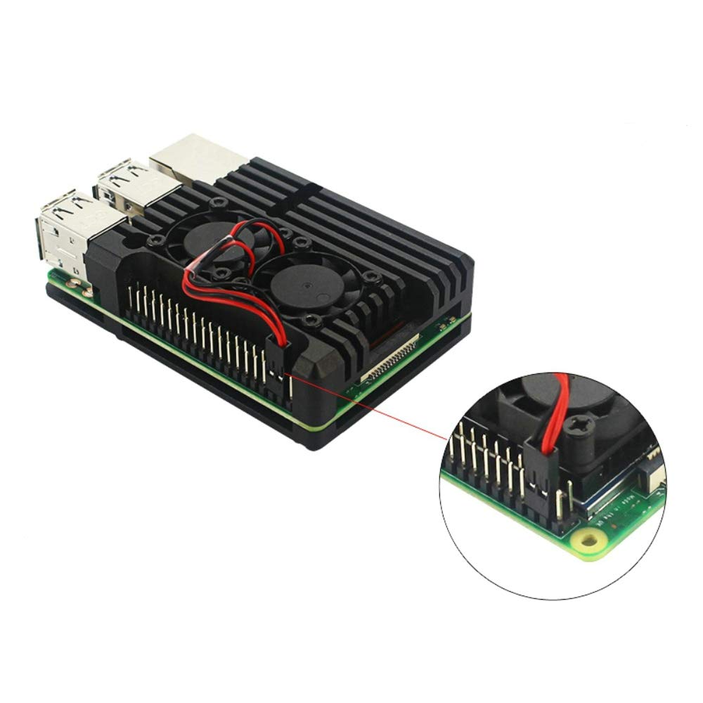Unistorm Raspberry Pi 4 Model B Aluminum Case with Dual Cooling Fan