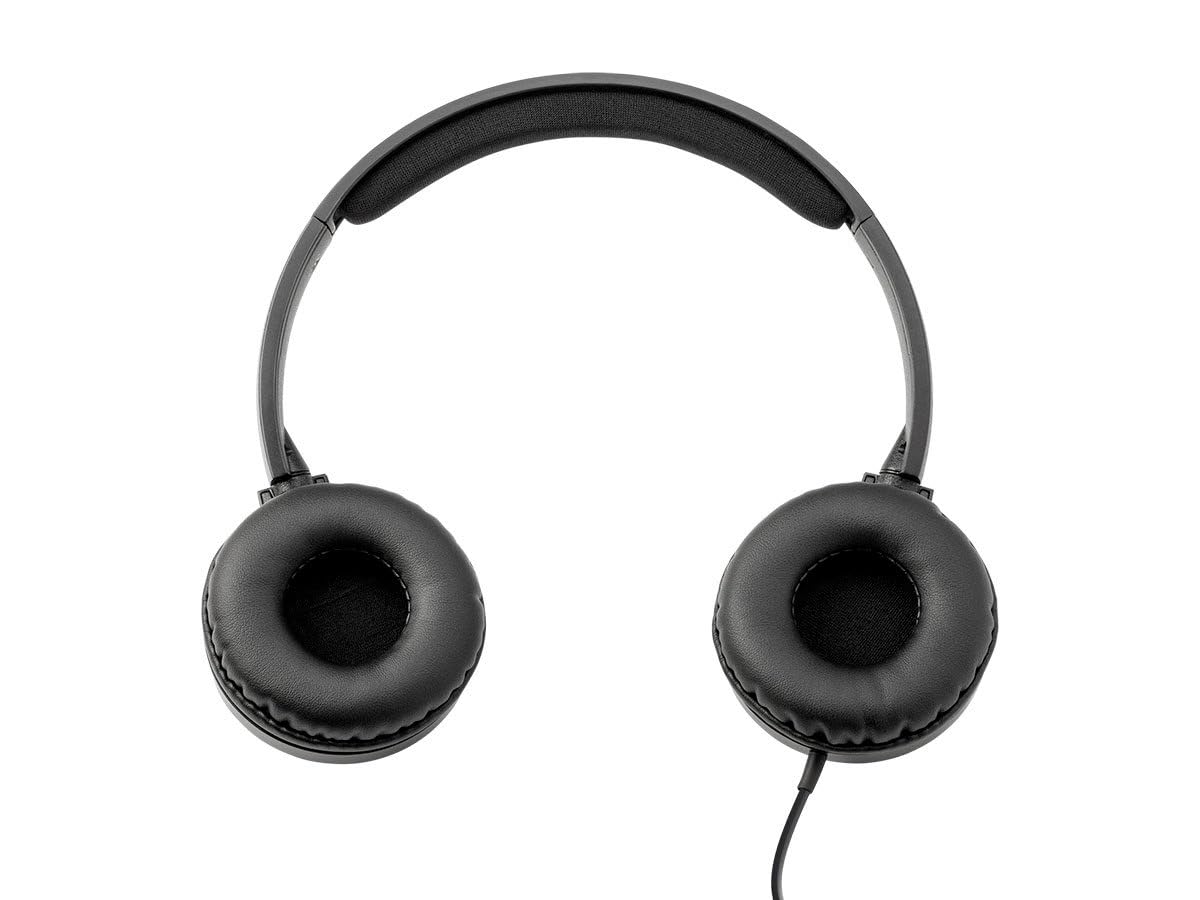 Monoprice Hi-Fi Lightweight On-Ear Headphones - with in-Line Play/Pause Controls and Built-in Microphone, Black