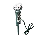 Clear Power Outdoor Power Strip Yard Stake Programmable Mechanical Timer, 6 Grounded Outlets - 6 ft Cord, Weatherproof for Outdoor Lamps Lights Ponds