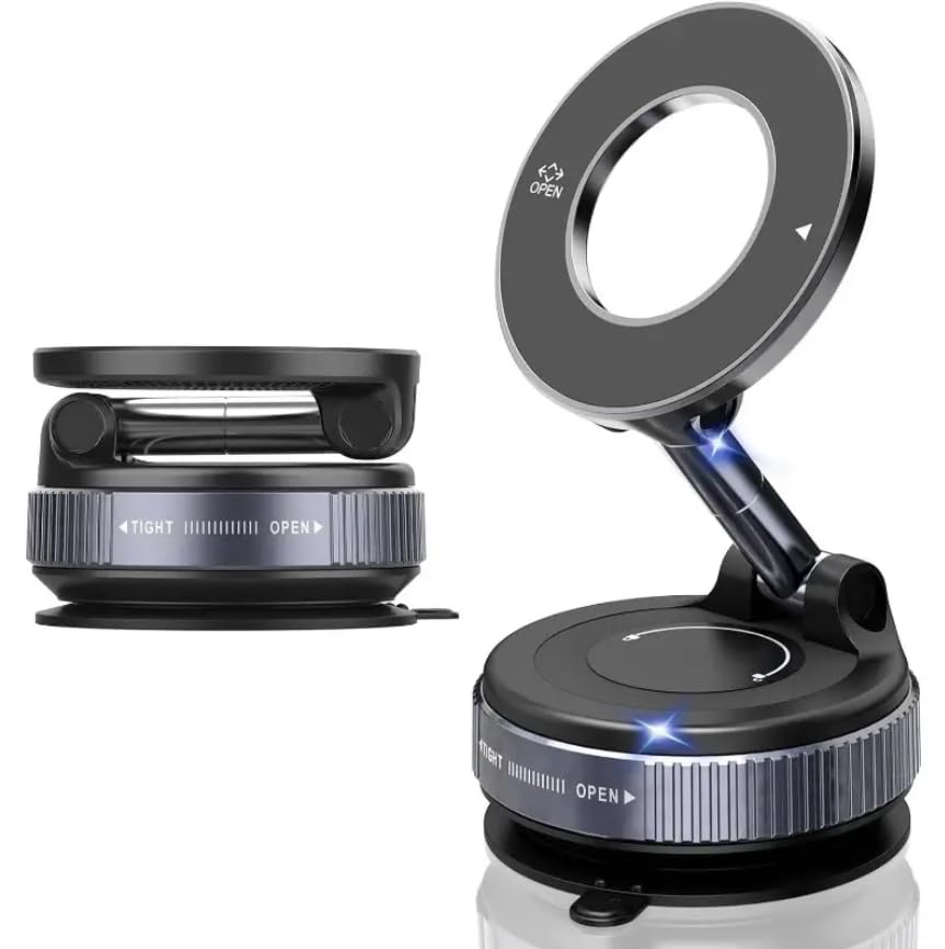 Car Phone Holder with Ultra Strong Vacuum Suction Cup - 360° Adjustable & Rotatable MagSafe Phone Mount for Car/Desk/Office/Gym/Mirror and Universal