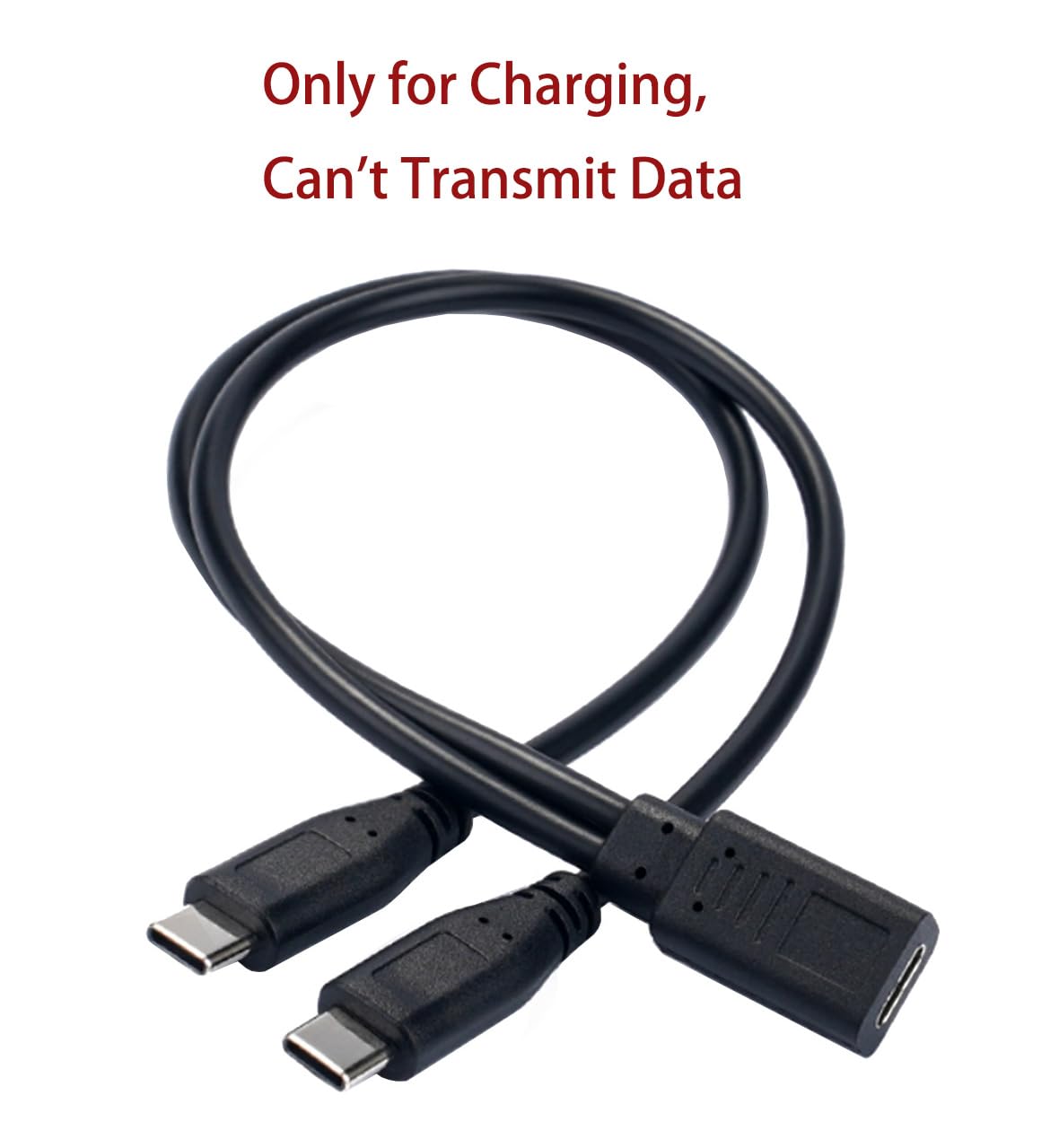 Qaoquda USB C Splitter Charge Cable,1 Feet USB Type C 1 Female to 2 Dual Male Y Splitter Extension Charging Cable(Only for Charging,Can't Transmit
