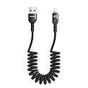 mcdodo Anti Winding Cable, LED Coiled Cord Nylon Braided Sync Charge USB Data 6FT/1.8M Cable Compatible New iPhone 14/13/12/11 Pro Max (Black…