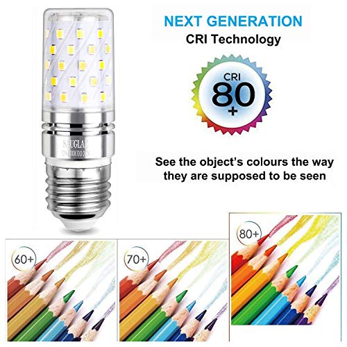 SAUGLAE LED 12W Corn Bulbs, 100W Incandescent Bulbs Equivalent, 6000K Cool White, Non-Dimmable, 1200Lm, E26 Edison Screw Light Bulbs, 4-Pack