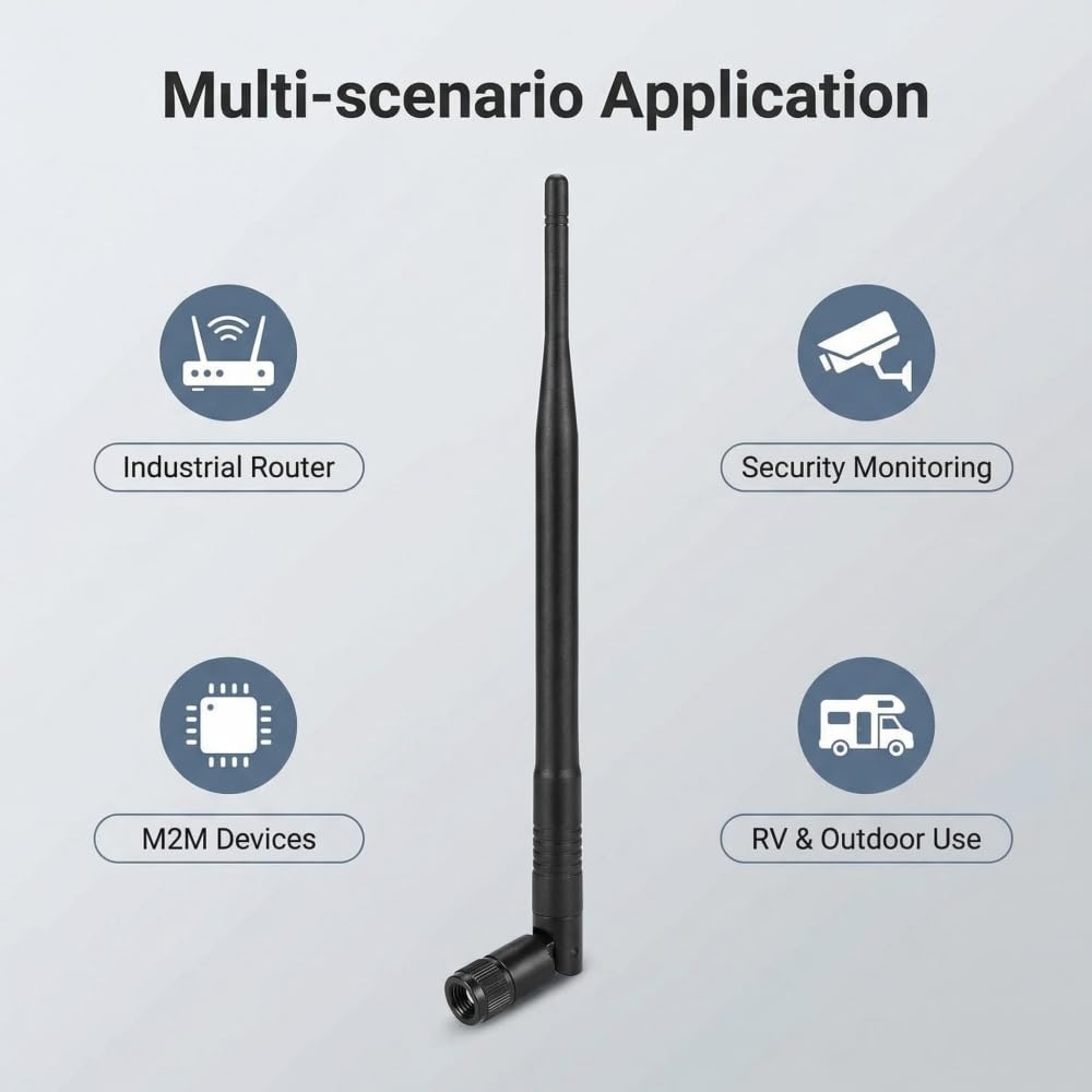 4G LTE Antenna 7dBi RP-SMA Male - High Gain External Cellular Antenna Omnidirectional 698-2700MHz for Router, Gateway, Modem, Hotspot, Signal Booster