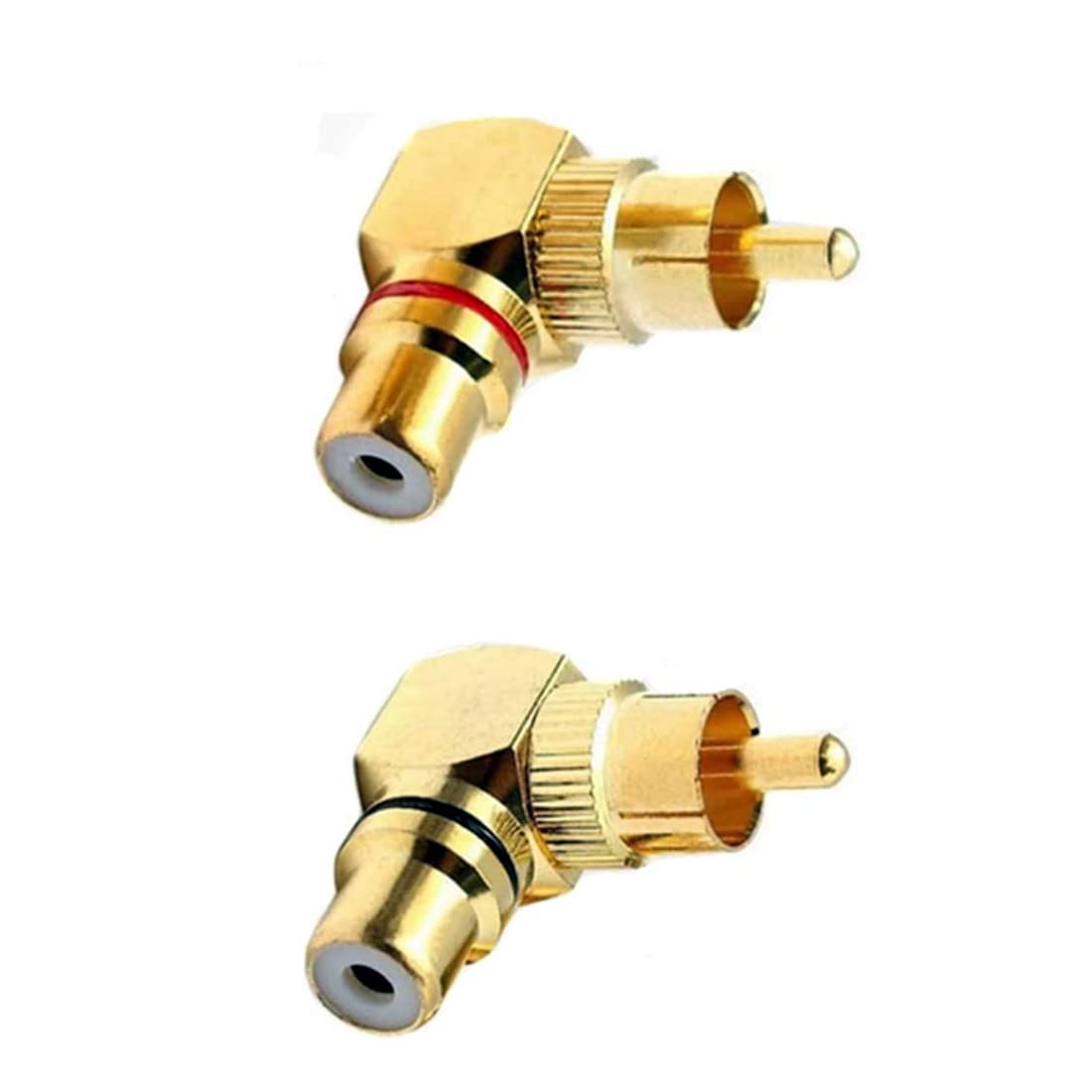 GDQLCNXB RCA Male to Female Adapter Right Angle for Audio Subwoofer Connection (2 Pack)