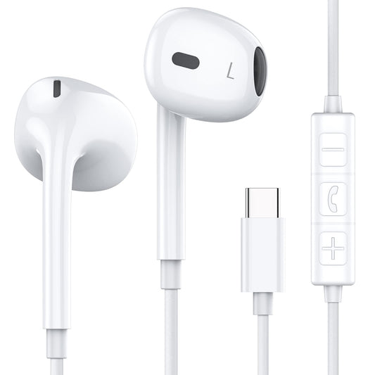 MOSWAG USB C Headphone Wired Earbuds in Ear Headphones with Mic and Volume Control Compatible with iPhone 15/ pro/Pro max iPad Air Samsung Galaxy S23…