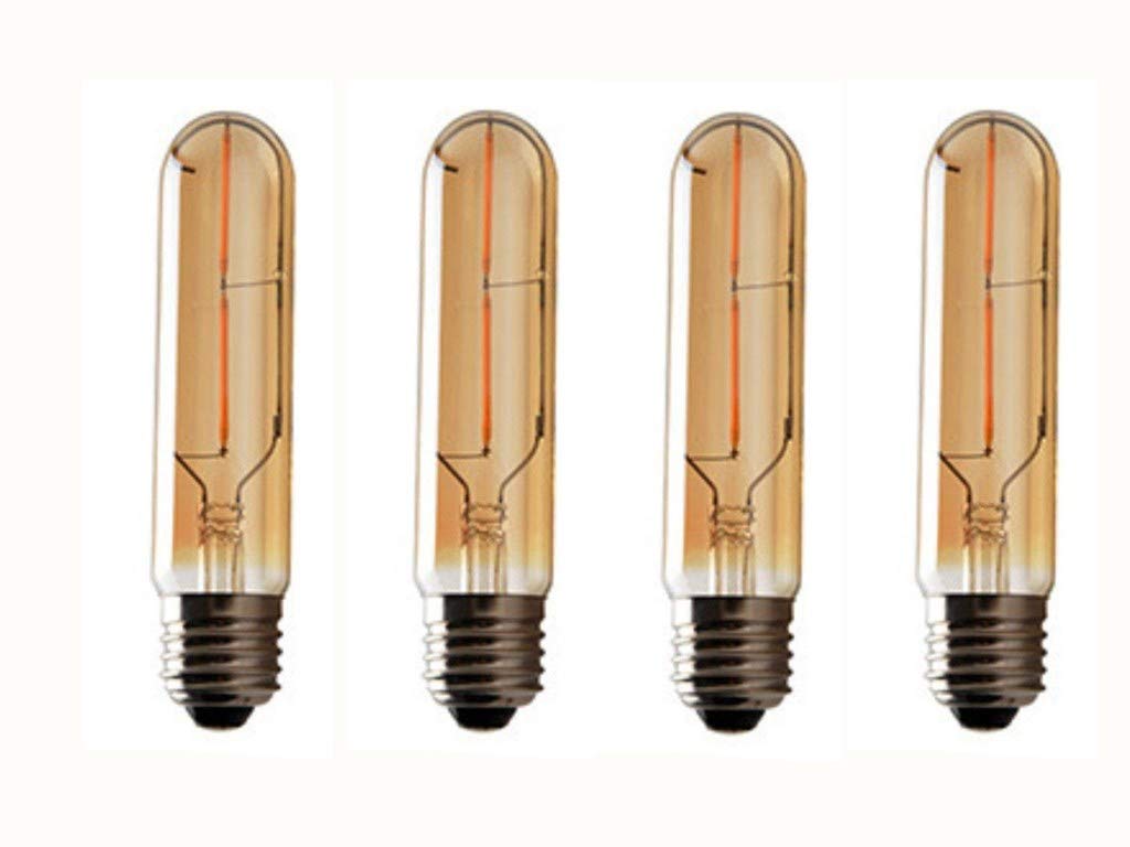 Vintage Edison LED Bulb 4 Pack,T10/T30 LED Bulbs 2W Antique COB Tubular Filament LED Bulb Tubular Edison Style LED Filament Bulb T10,Dimmable,E27