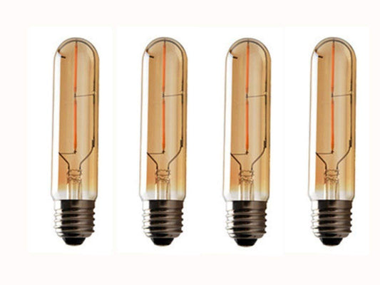 Vintage Edison LED Bulb 4 Pack,T10/T30 LED Bulbs 2W Antique COB Tubular Filament LED Bulb Tubular Edison Style LED Filament Bulb T10,Dimmable,E27