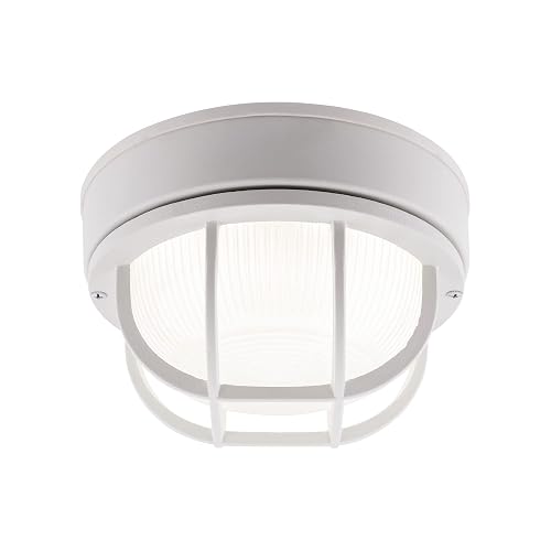 YoonLIT 8.0 inch Outdoor Round LED Bulkhead Light Fixture, Wall or Ceiling Flush Mount Waterproof, for Porch, Basement, Hallway, Balcony, 11.5W 900