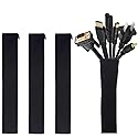 JOTO 4 Pack Cable Management Sleeve, 19-20 Inches Cord Organizer System with Zipper for TV Computer Office Home Entertainment, Flexible Cable Sleeve