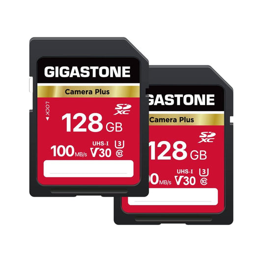 GIGASTONE 128GB SD Card 2-Pack, Camera Plus, UHS-I U3 Class 10 SDXC Memory Card Full HD Video for Canon Digital Camera, Full-Sized SD Card, with 2