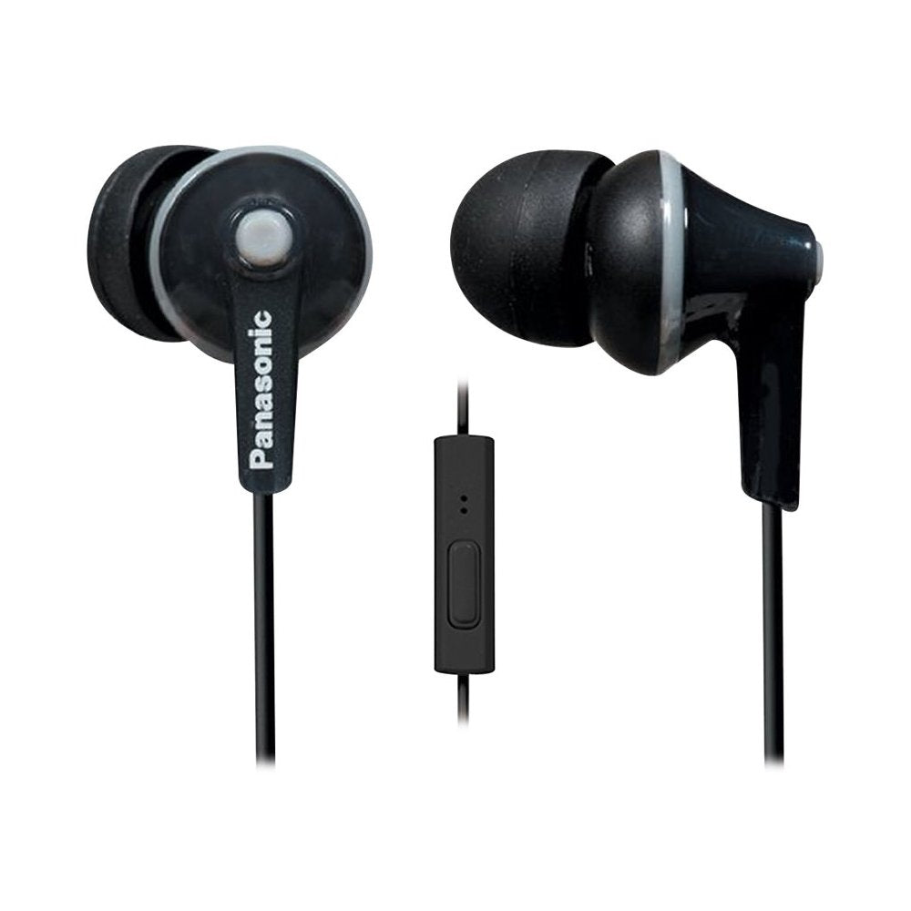 PANASONIC ErgoFit Earbud Headphones with Microphone and Call Controller Compatible with iPhone, Android and Blackberry - RP-TCM125-K - In-Ear (Black)