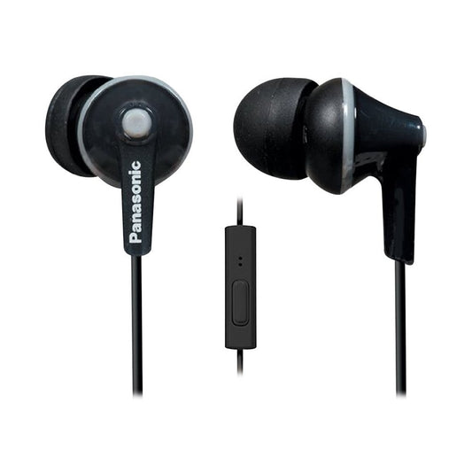 PANASONIC ErgoFit Earbud Headphones with Microphone and Call Controller Compatible with iPhone, Android and Blackberry - RP-TCM125-K - In-Ear (Black)