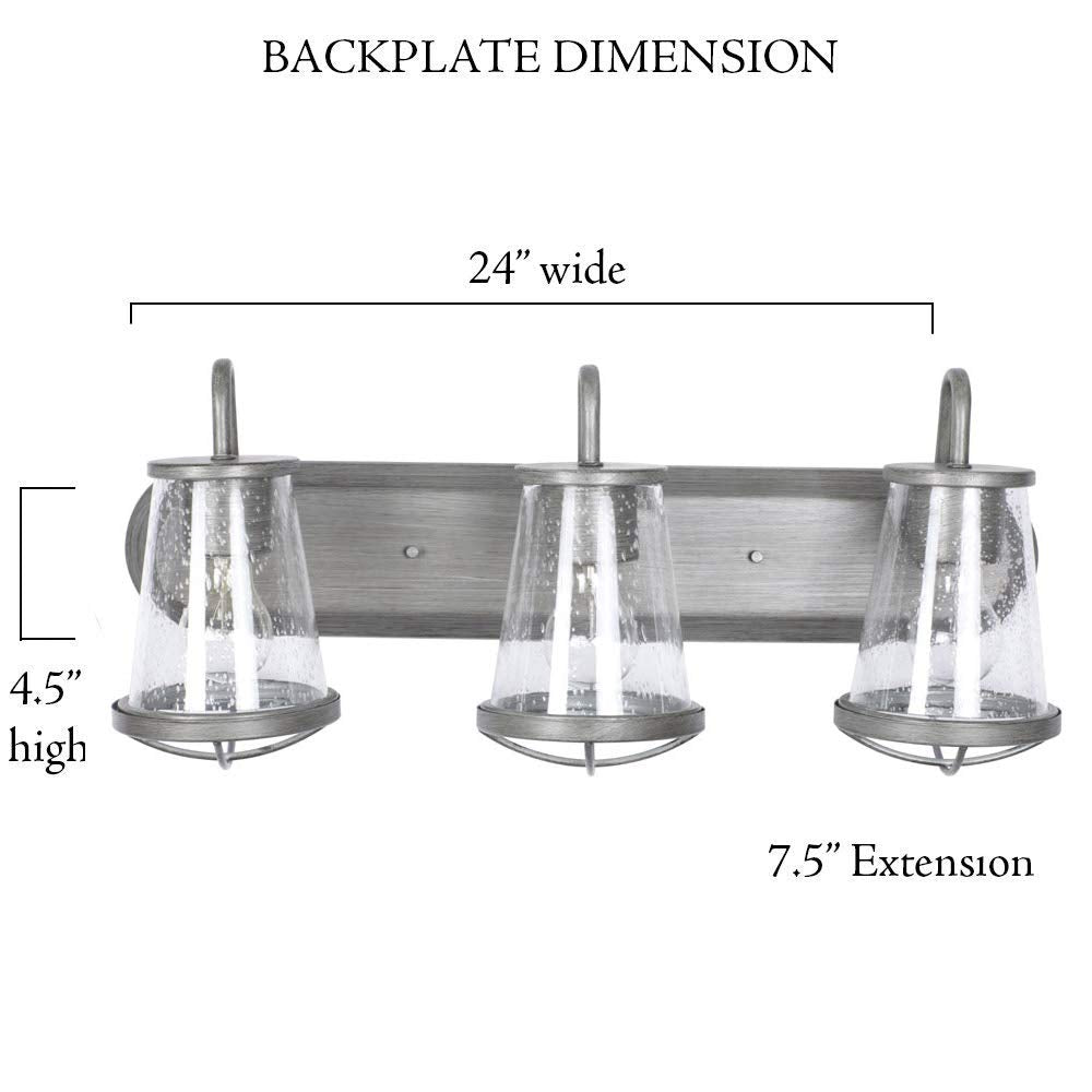Designers Fountain Darby 3-Light Bathroom Vanity Light Fixture, Weathered Iron, 87003-WI