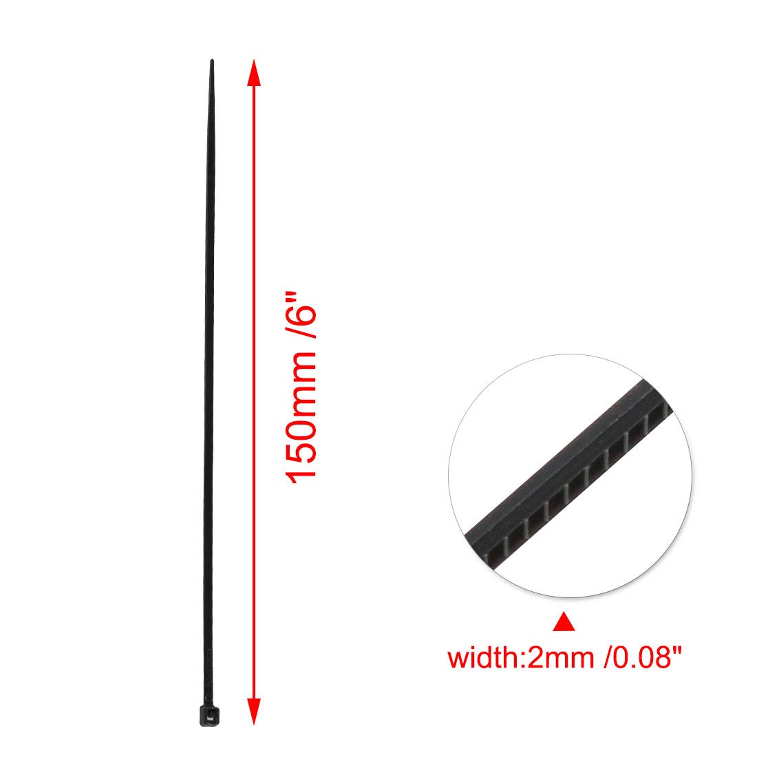 uxcell Nylon Strip Zip Wire Cable Tie Fastener Off 2mmx150mm 500pcs