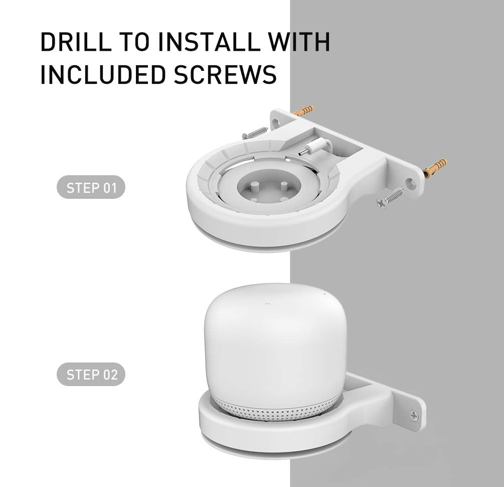 Delidigi 3 Pack ABS Wall Mount Compatible with Nest WiFi Router- AC2200 Bracket Holder Shelf for Nest WiFi Point [Built-in Cable Management](3 Pack