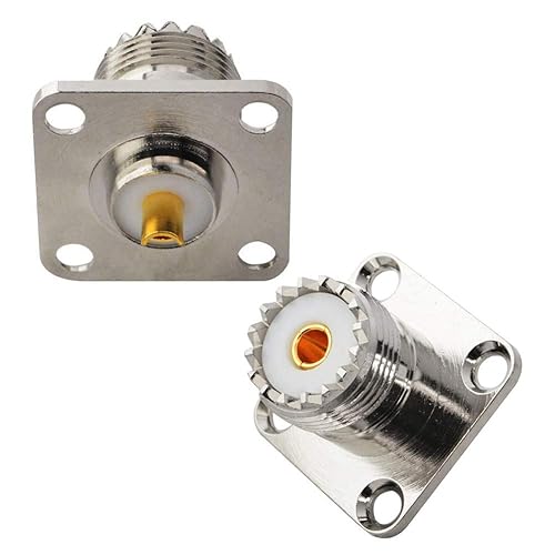 Boobrie UHF Female SO239 4-Hole Panel Chassis Mount Flange Panel Mount Adapter Solder Cup RF Coaxial Coax Connector Adapter for PL259 Male Plug Pack