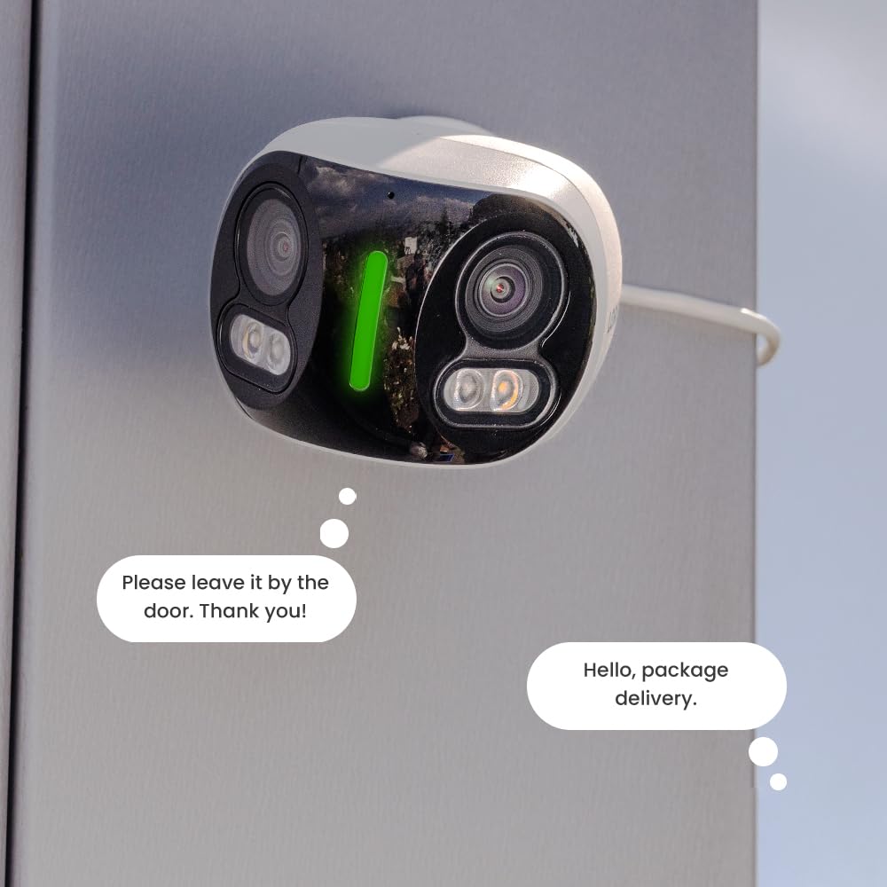 Lorex 4K 8MP IP Wired Dual-Lens Add-On Outdoor Security Camera | Smart Security Lighting | Motion Detection | 180° Panoramic View | Auto Framing |