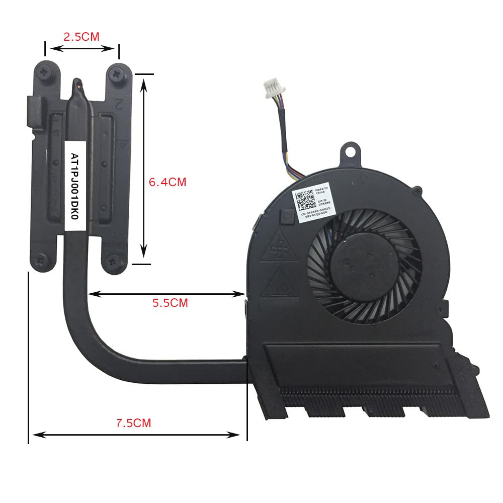 New CPU Cooling Fan with Heatsink for Dell Inspiron 5565 5567 5767 Series 0T6X66 (Integrated Graphics Version)