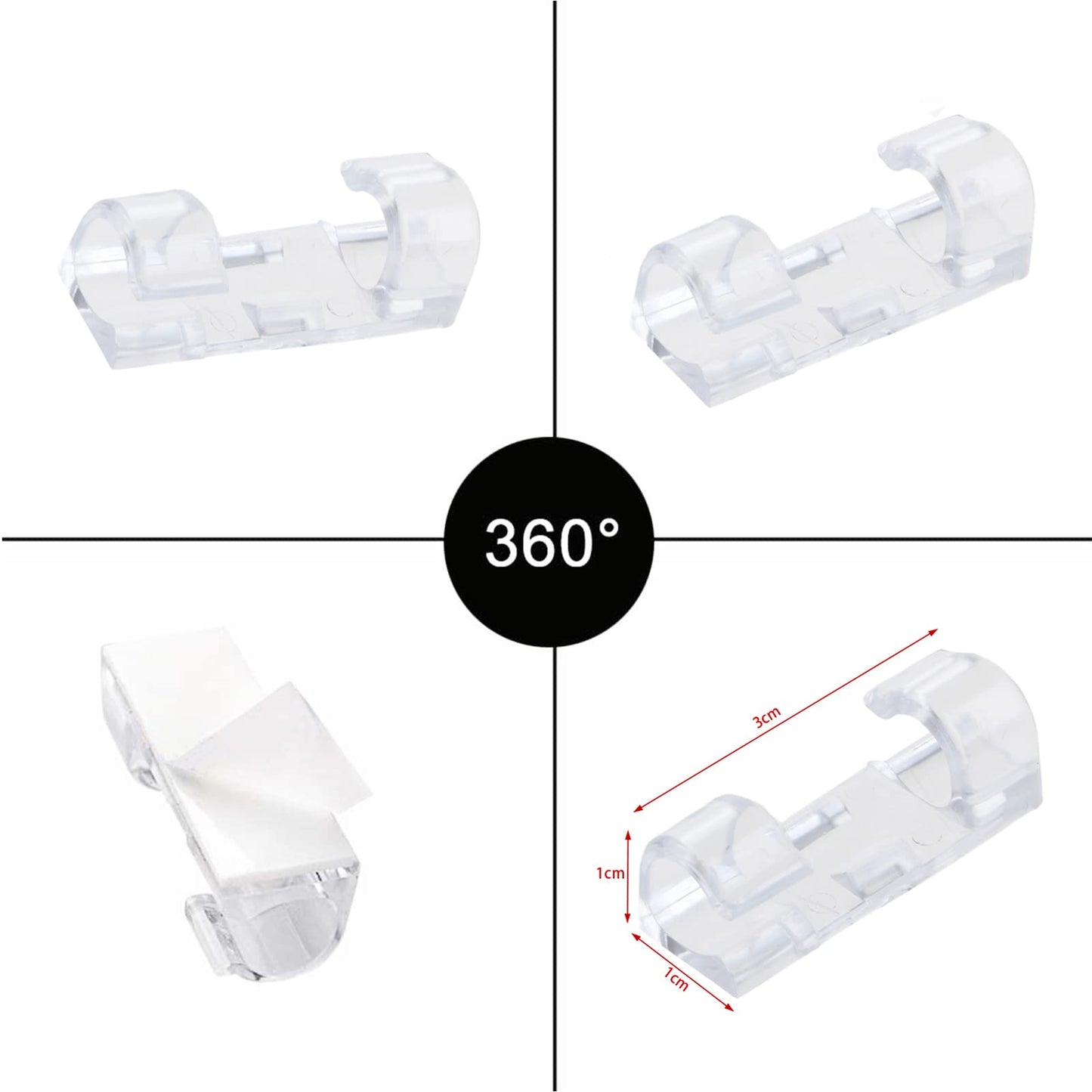120Pcs Self Adhesive Transparent Cable Clips Wire Holder Sticky Heavy Duty Cable Clips Tidy and Organizer Drop Cord Management for TV PC Laptop
