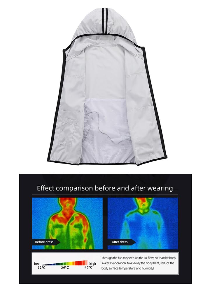 Xerial Summer Cooling Fan Vest For Men Air Conditioned Clothes Women USB Charging Cooling Jacket Outdoor Sunscreen Hiking Fishing (as1, alpha, l