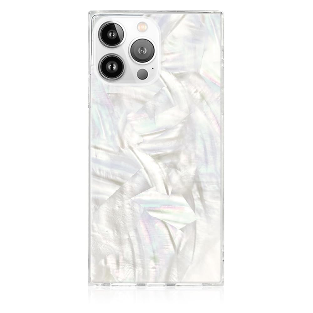 Flaunt Official Square iPhone 15 Pro Max Case - Geo White Mother of Pearl