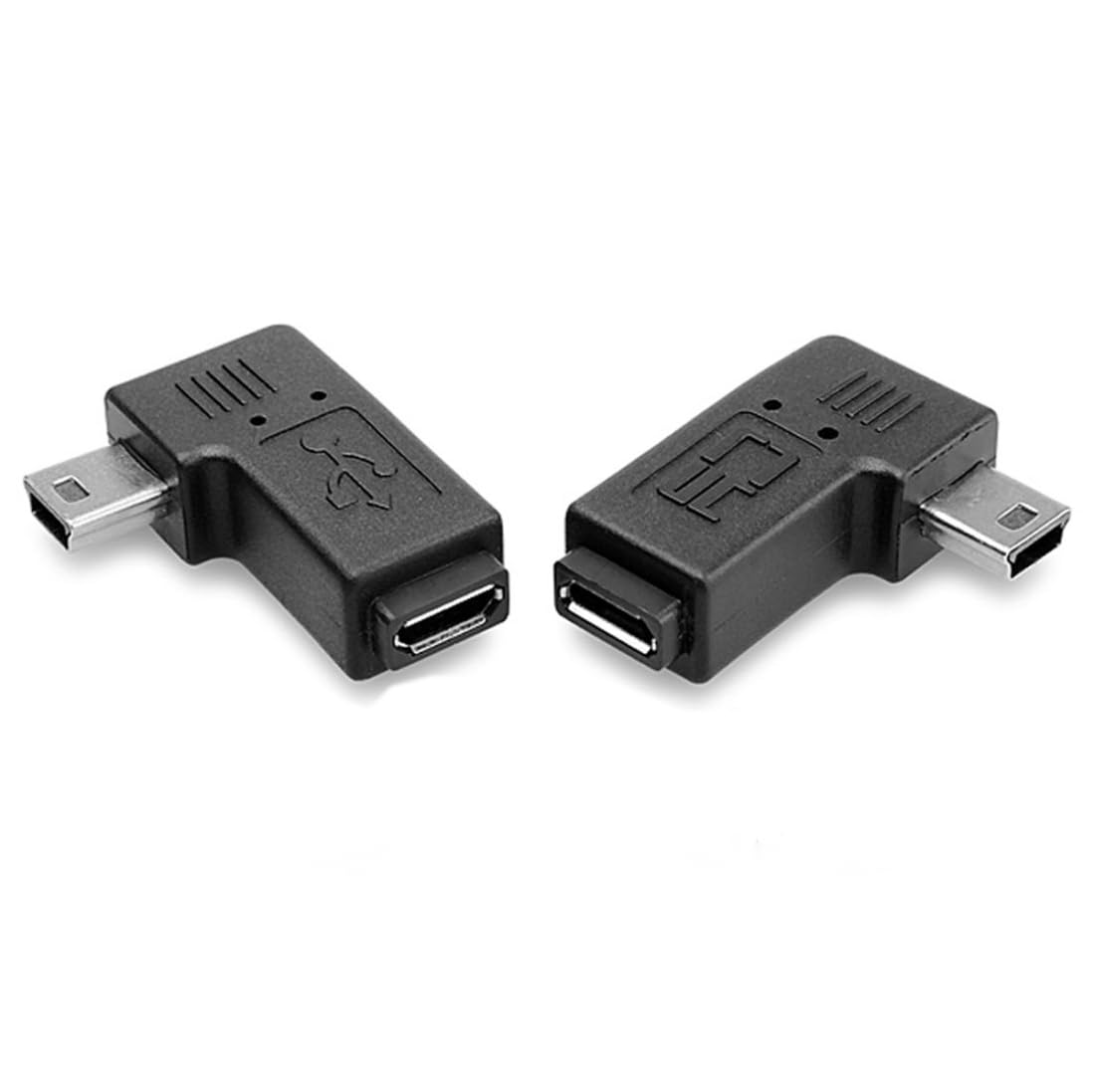 chenyang 2 Pack Mini USB 5Pin Male to Micro USB Female 90 Degree Left & Right Angled Data Sync Power Adapter