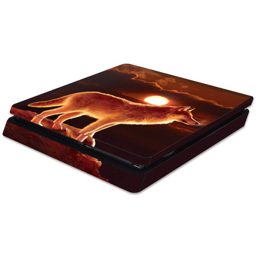 MightySkins Skin Compatible with Sony PS4 Slim Console - Sunset Wolf | Protective, Durable, and Unique Vinyl Decal wrap Cover | Easy to Apply, Remove