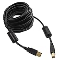 Cablesonline, 20 Feet Hi-Speed USB 2.0 A-Male to B-Male Cable with Two Ferrite Cores, 20-awg, Gold Plated, Black, (Usb2-ab20k)