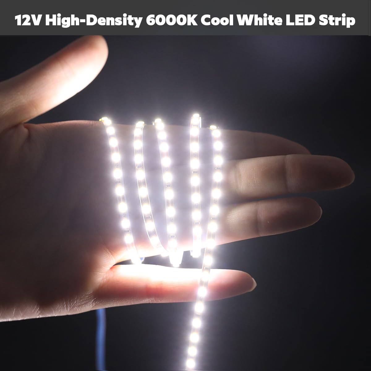 SuperlightingLED Ultra Narrow 3mm LED Strip Lights 6000K Daylight White, DC12V Flexible Cuttable Mini LED Roll 16.4Ft, High Density 2025SMDs 840 LEDs
