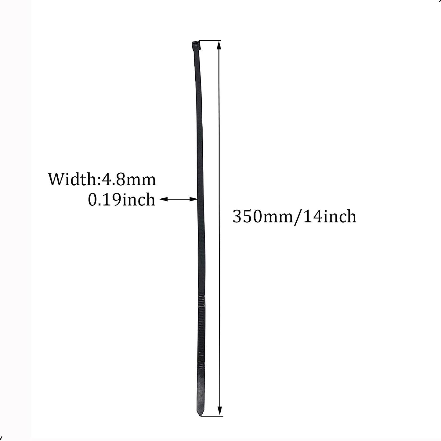 30Pcs Cable Zip Ties 350mm x 4.8mm / 14 x 0.19 Inch Self-Locking Nylon Tie,50LBS Tensile Strength,Wraps Cord Management,Plastic Heavy Big Wire Toes