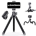 Flexible Phone Tripod with Zoom Wireless Remote for iPhone Video Recording, Mini Octopus Camera Stand for Content Creator, Bendable 360° Adjustable