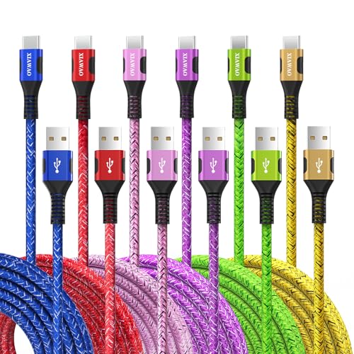 XIAWAO USB to USB C Cable, [6 Pack] for iPhone 17 16 15 Charger Cord, Type C Charger Fast Charging for Samsung Galaxy S25 S24 S23 S22 S21 S20 S10 A16