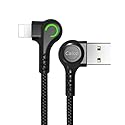 Caloz USB 90 Degree Right Angle Design Gaming LED Nylon Braided Sync Charge Double USB Reversible Data 6FT/1.8M Cable Compatible Phone/Pad…
