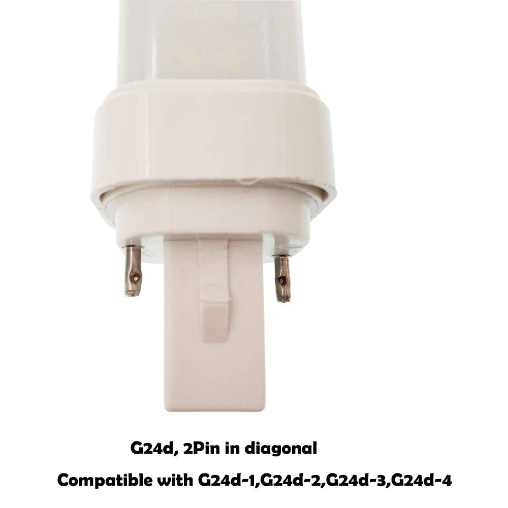 2pcs 9W G24d 2P LED Bulb E-Simpo Horizontal Recessed 6.2"/158mm 800-1000lm 2U Retrofit CFL PL-C 18W Equivalent 180D Beam Pin Base LED Plug-in Bulb
