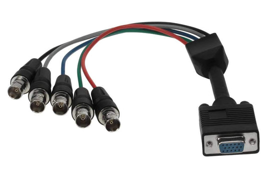 SF Cable, VGA Breakout Cable, 15 Pin VGA Female to 5 BNC Female (1 Feet)