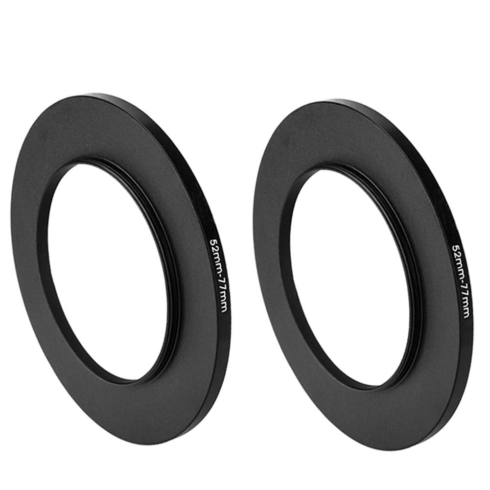 (2 Pcs) 52-77MM Step-Up Ring Adapter, 52mm to 77mm Step Up Filter Ring, 52 mm Male 77 mm Female Stepping Up Ring for DSLR Camera Lens and ND UV CPL