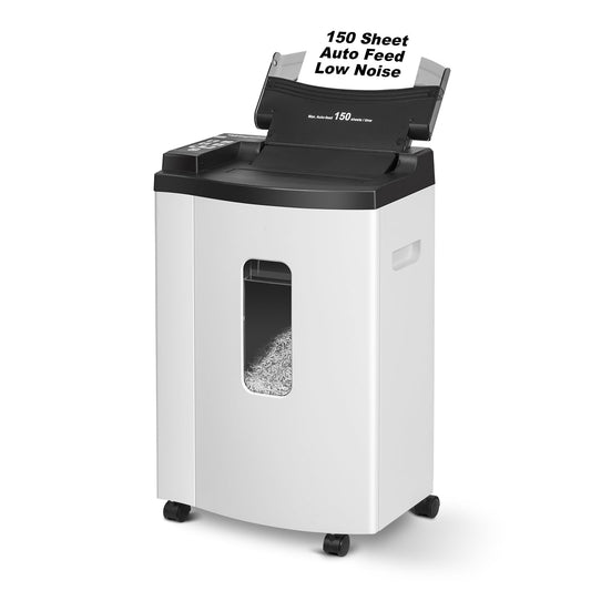 Wingwise 150 Sheet Auto-Feed Paper Shredder, Micro Cut P-5 High Security (5/64 x 19/32 inches), Large 6-Gallon Bin, 40 Mins Continuous Run, 55dB