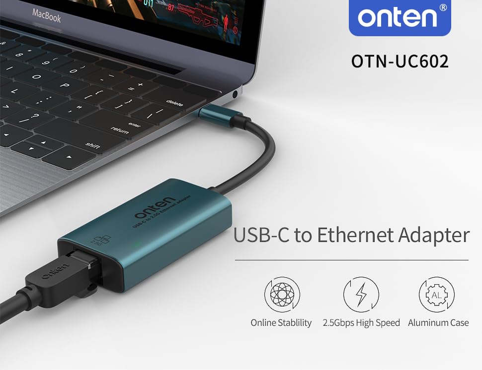 USB-C to Ethernet Adapter - 2.5Gbps High-Speed,2500MbpsType-C to RJ45 Ethernet LAN Network Adapter Thunderbolt 4/3 Compatible, for iPhone 15 Pro/Max