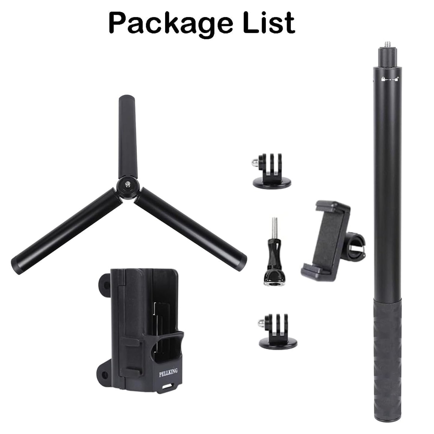 PellKing Monopod for Osmo Pocket 3,61"/155cm Selfie Stick+Aluminium Alloy Tripod+Protective Cage Extension Adapter Frame