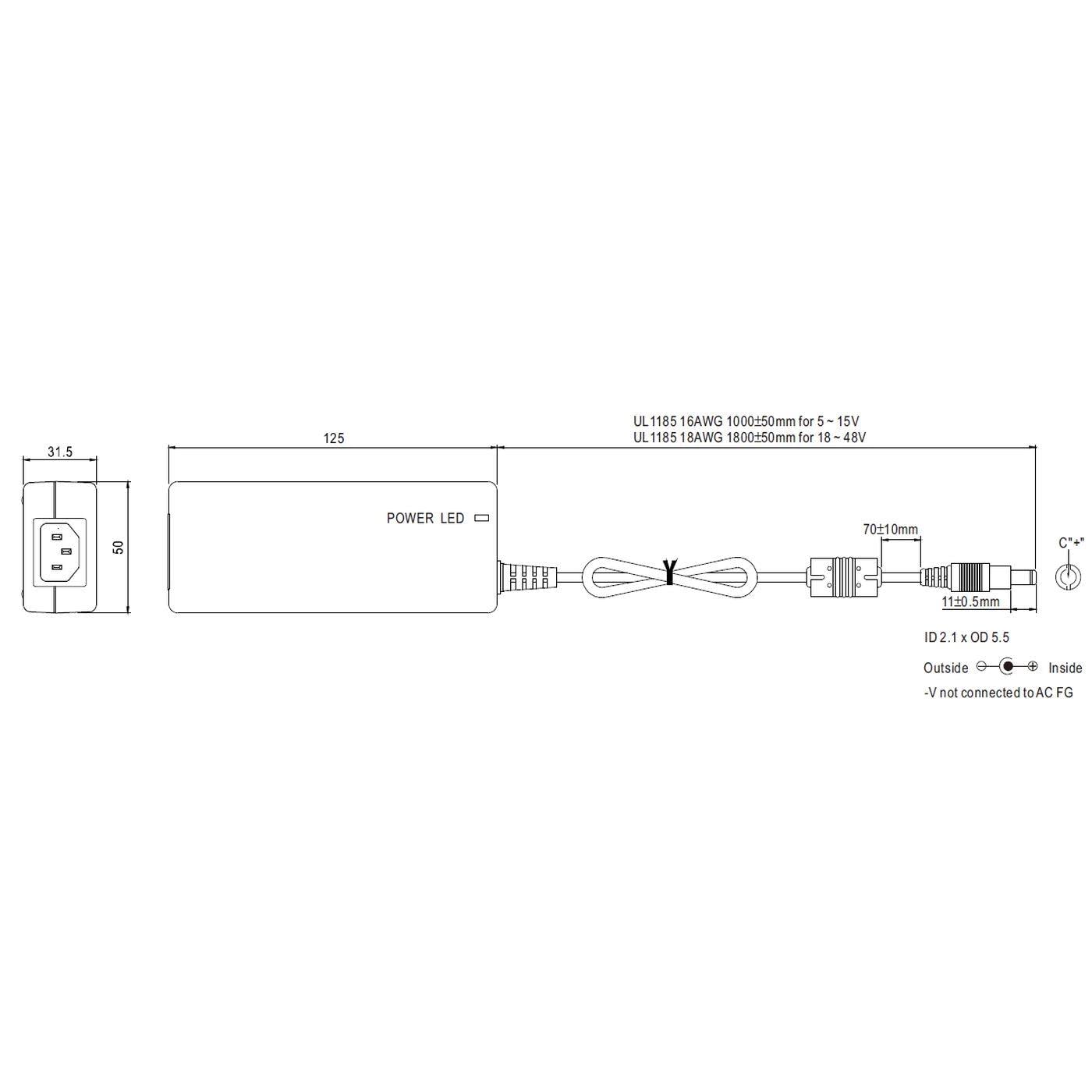 MEAN WELL GST40A12-P1J 12V 3.34 Amp 40W Regulated Switching Table Top Power