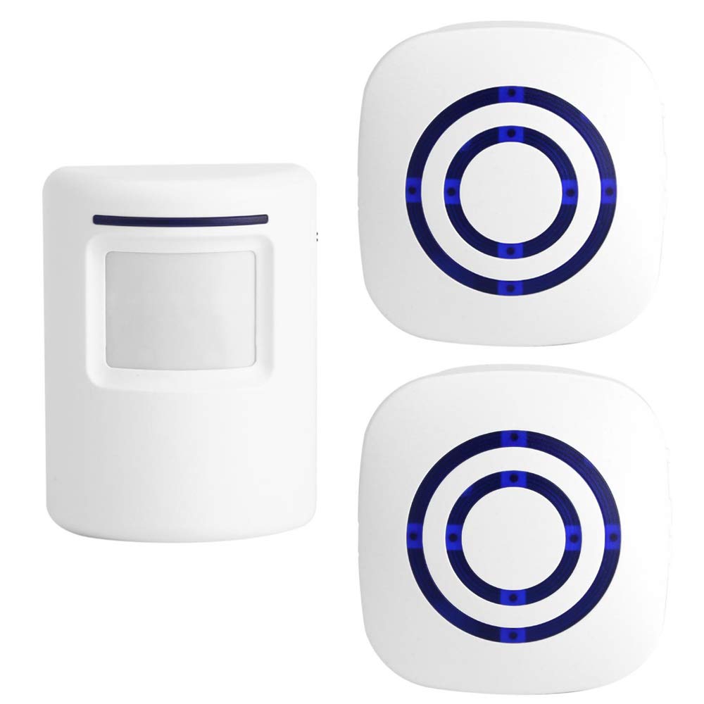 Actpe Motion Sensor Door Chime for Business, Outdoor Doorbell Kit Wireless Driveway Alert: Infrared Motion Sensor Chime with 2 Plug-in Receiver & 1