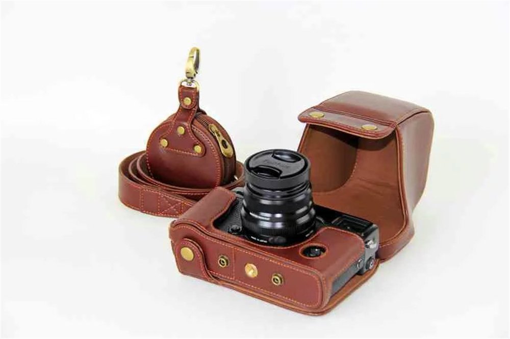 X-Pro2 X-Pro 3 Case, BolinuUS Genuine Real Leather Camera Case Bag Cover for Fuji X-Pro2 Fujifilm X Pro2 X-Pro3 XPro3 with XF35mm Lens Bottom Opening