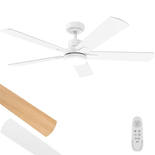Regair Ceiling Fan With Light 52-Inch, Remote Control Reversible DC Motors, 3CCT Dimmable Timer Noiseless, Nickel Ceiling Fan for Bedroom Living Room