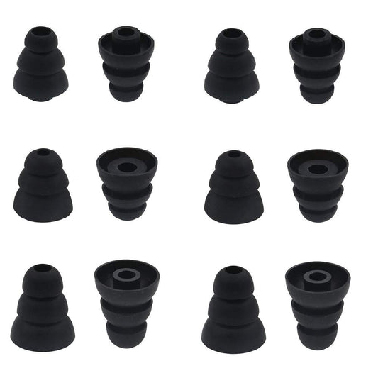 BLLQ 6 Pairs Replacement Triple Flange Conical Ear Tips Earbuds Eartips Silicone Buds for Most in Ear Headphones (Sony Senso Powerbeats Jaybird etc.)