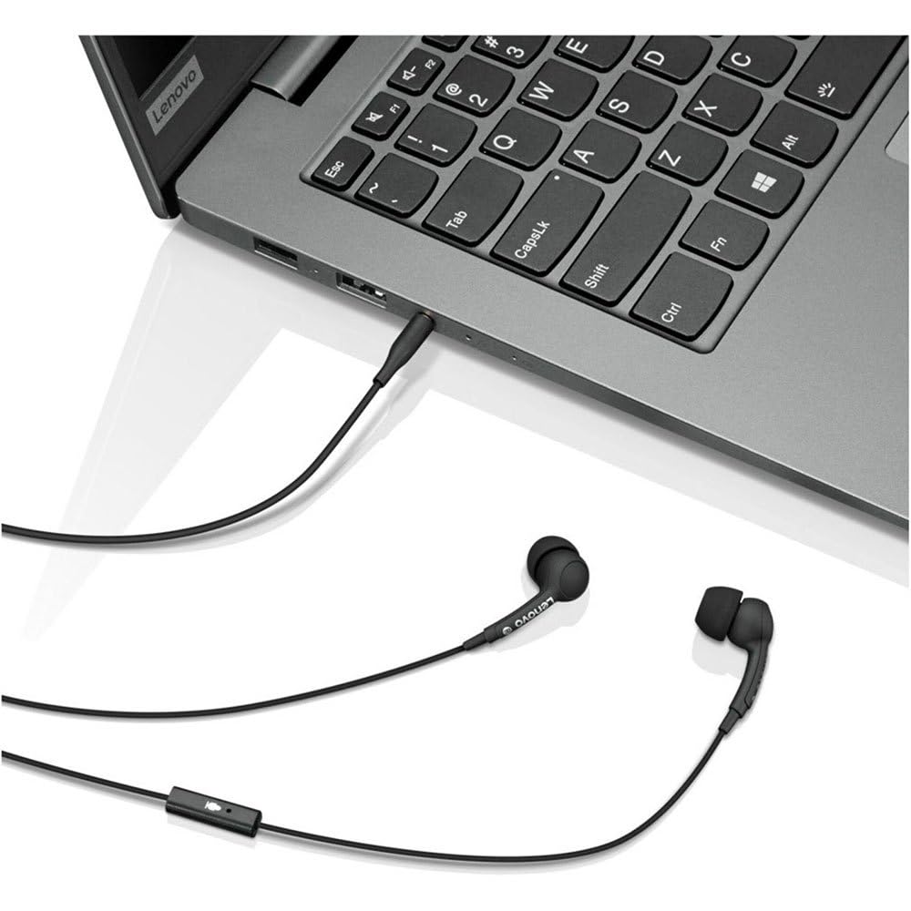 Lenovo 100 in-Ear Headphone, Wired, Microphone, Noise Isolating, 3 Ear Cup Sizes, Windows, Mac, Android, GXD0S50936, Black